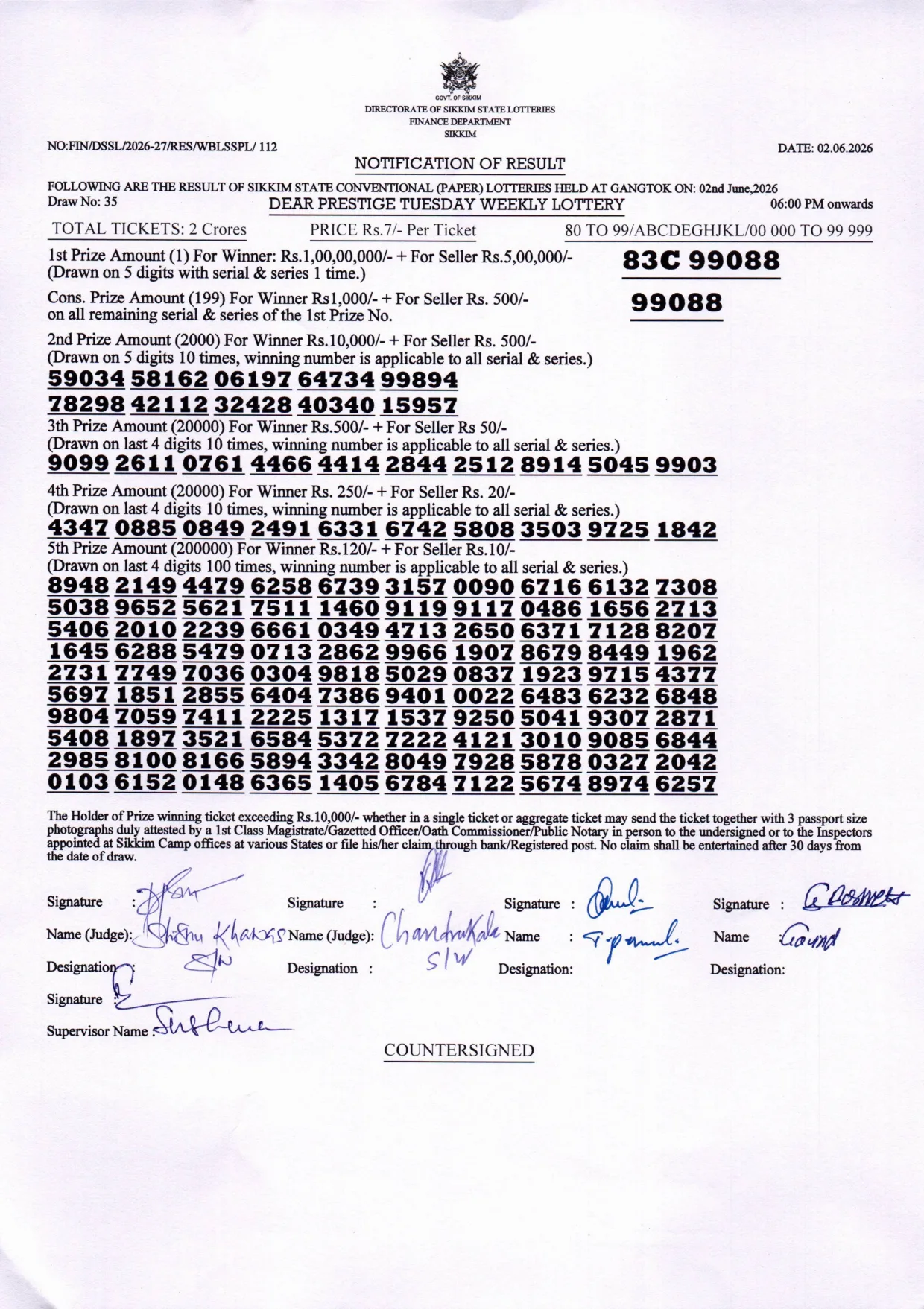 Dear Lottery result 6PM 02.06.2026