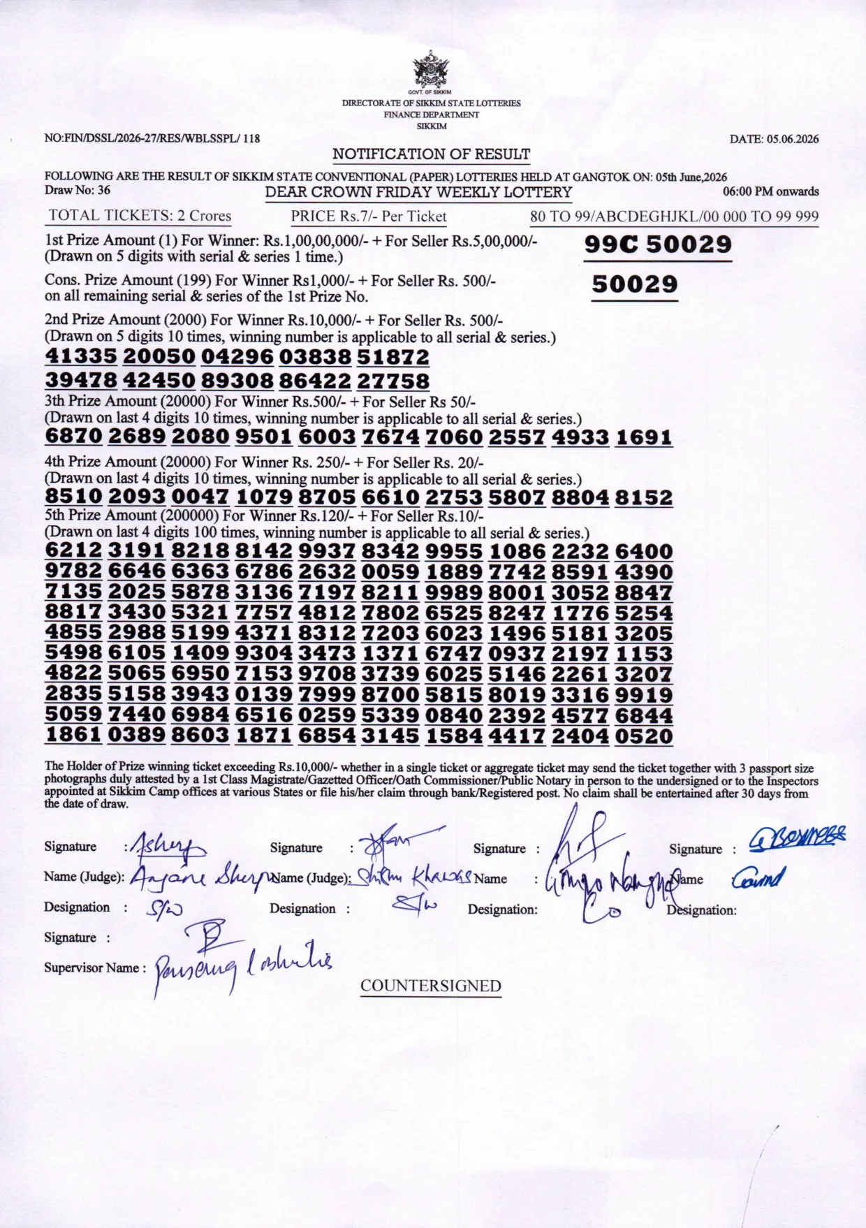 Dear Lottery result 6PM 05.06.2026