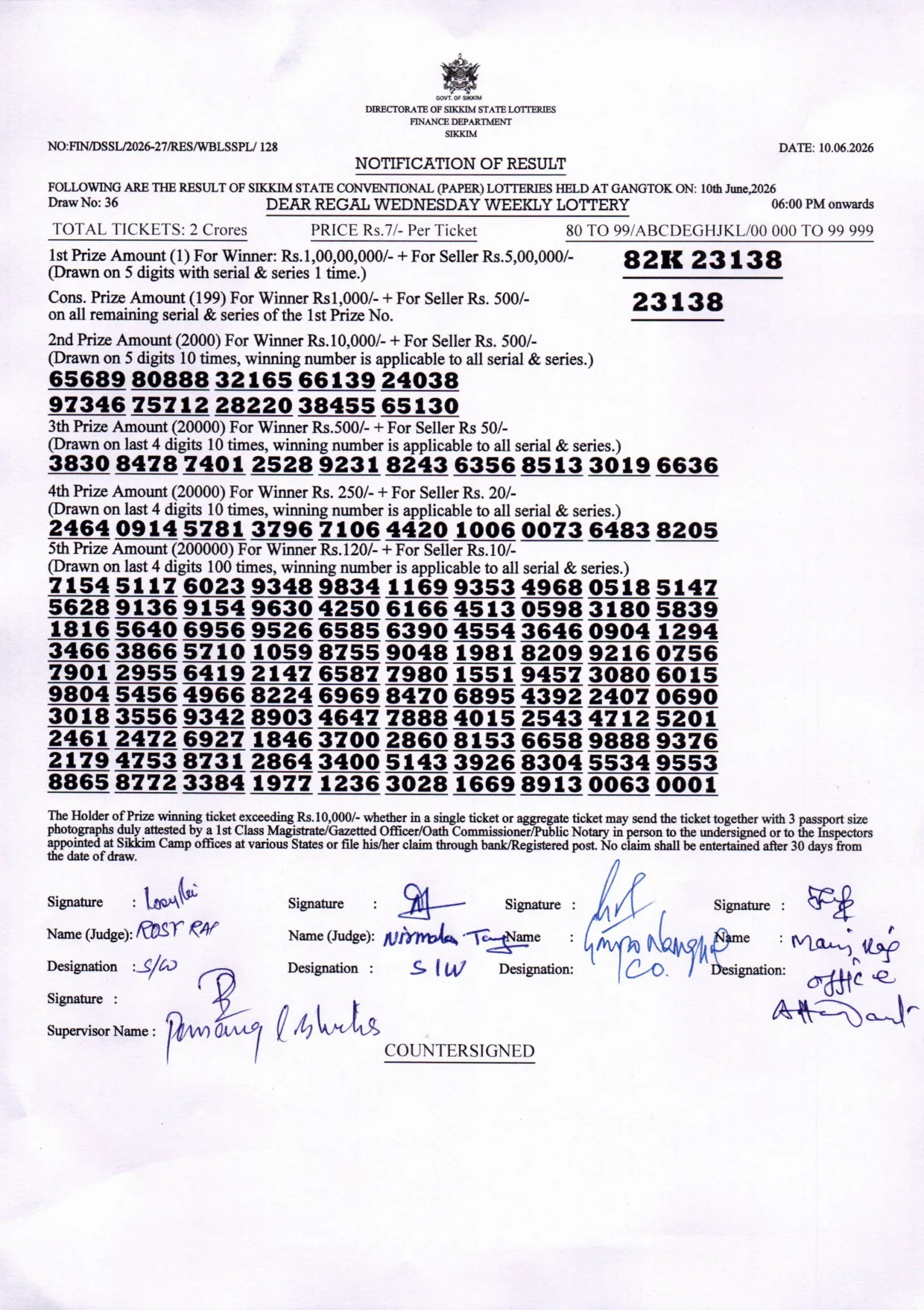 Dear Lottery result 6PM 10.06.2026