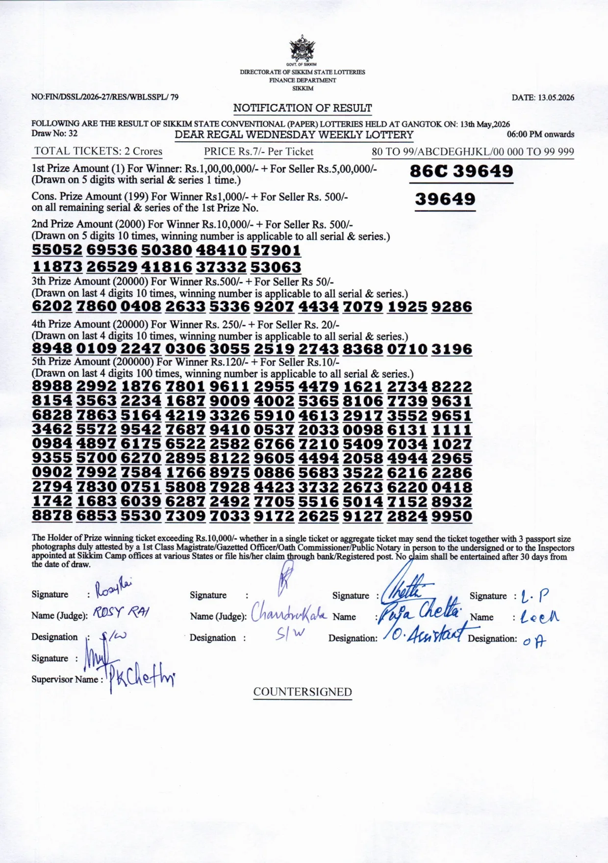 Dear Lottery result 6PM 13.05.2026