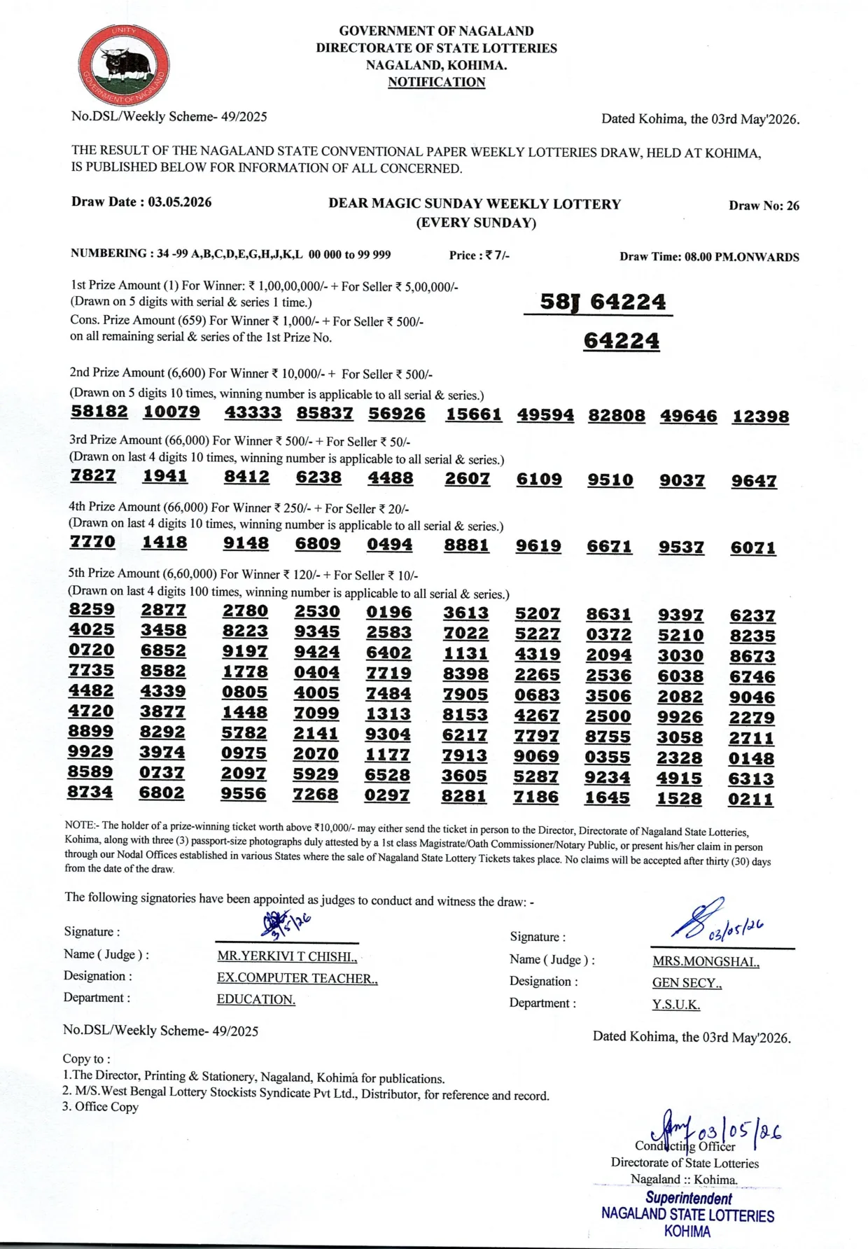 Dear Lottery result 8PM 03.05.2026