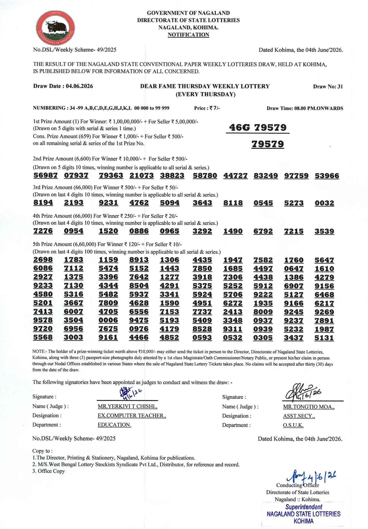 Dear Lottery result 8PM 04.06.2026