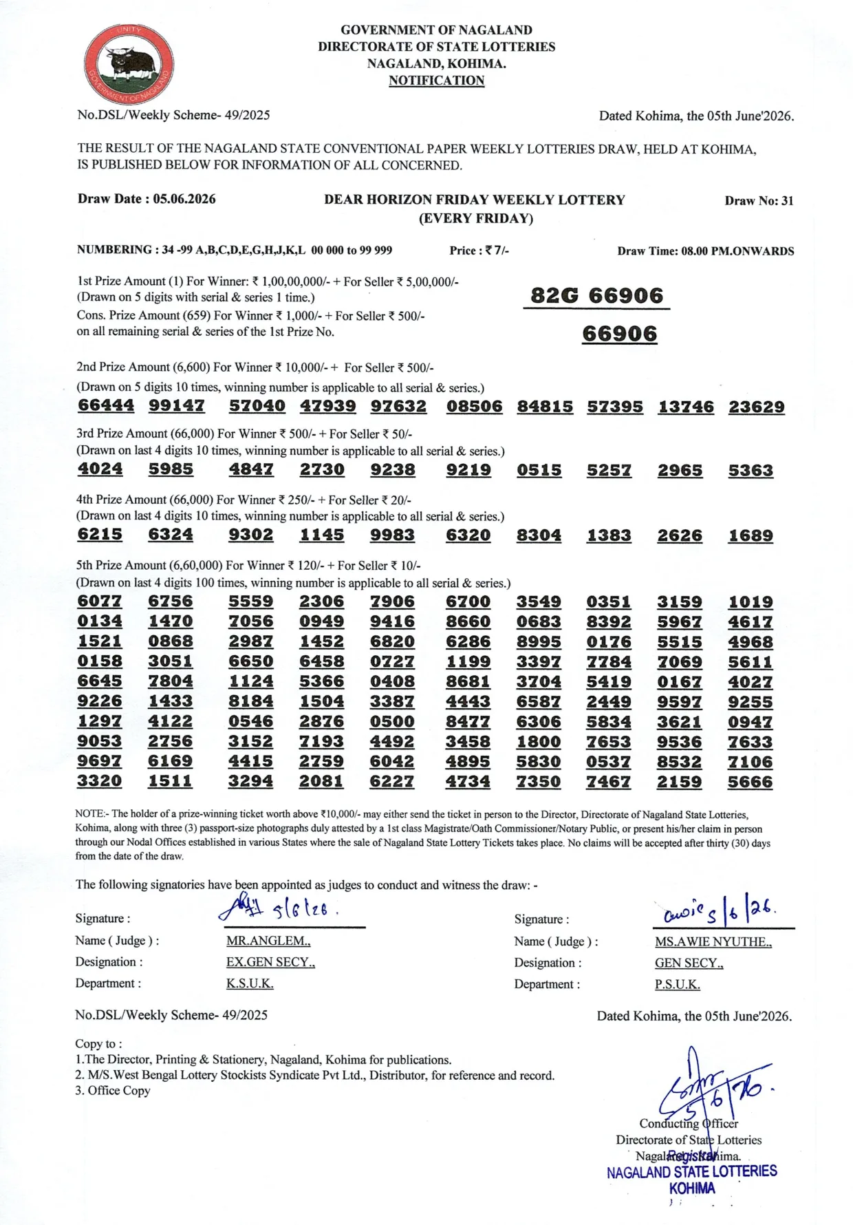 Dear Lottery result 8PM 05.06.2026