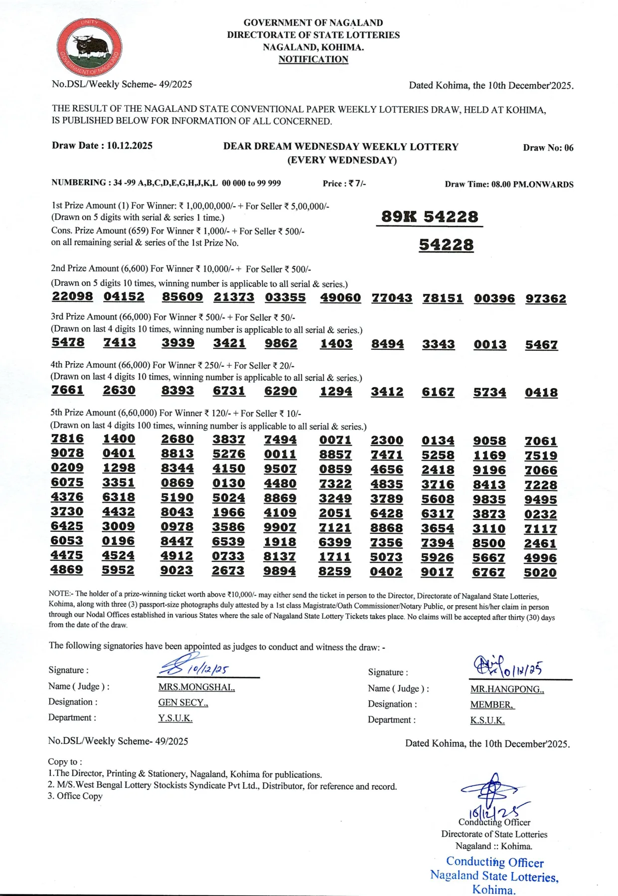 Dear Lottery result 8PM 10.12.2025