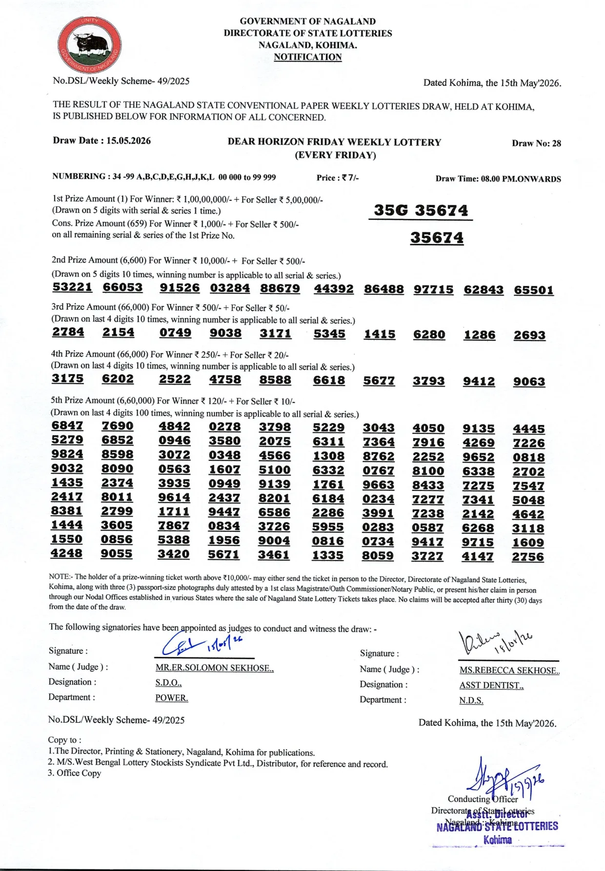 Dear Lottery result 8PM 15.05.2026