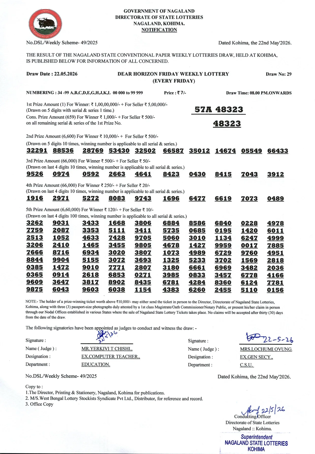 Dear Lottery result 8PM 22.05.2026