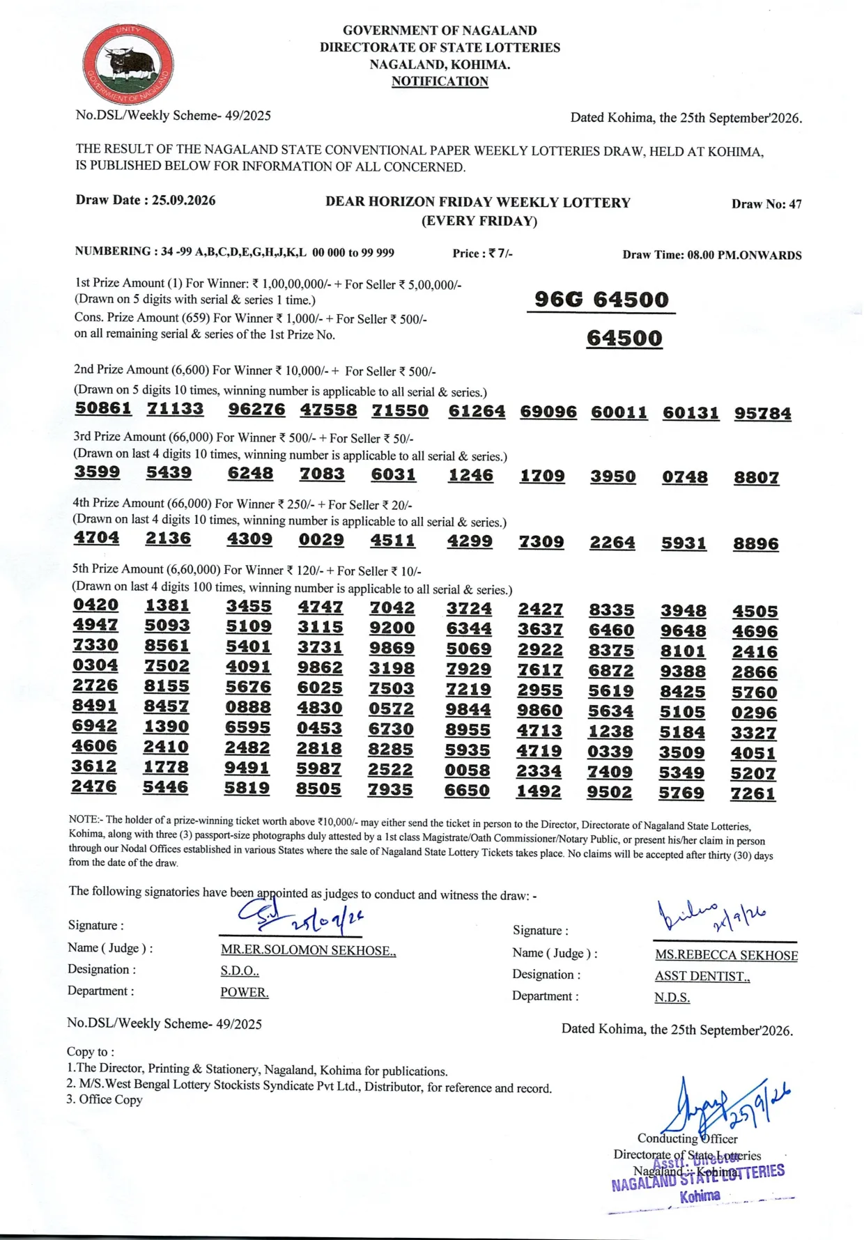 Dear Lottery result 8PM 25.09.2026