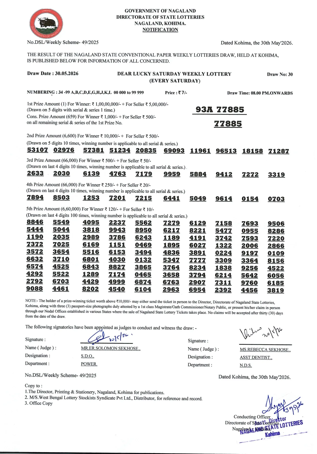 Dear Lottery result 8PM 30.05.2026