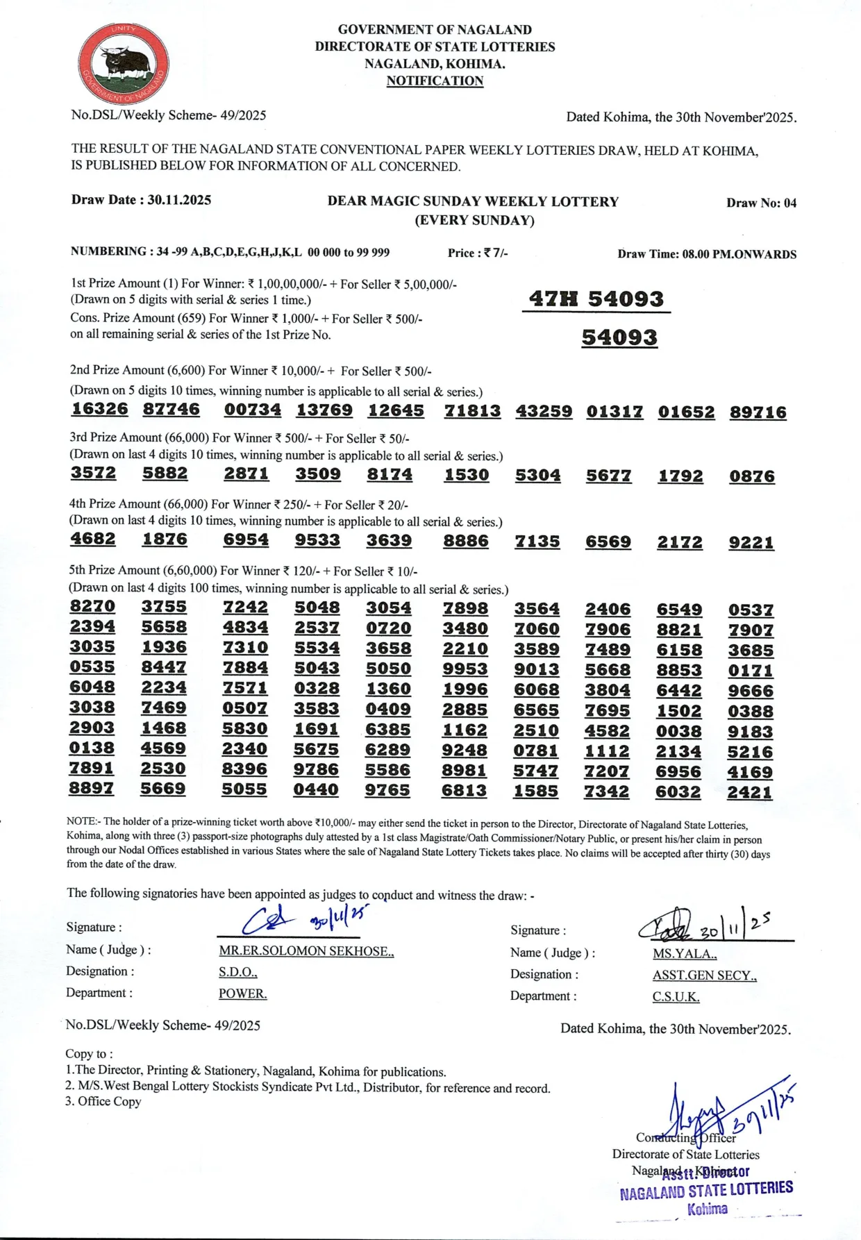 Dear Lottery result 8PM 30.11.2025